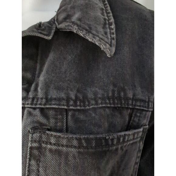 FOREVER 21 Black Denim Jean Jacket 7 Button Women's Size L - Picture 4 of 7